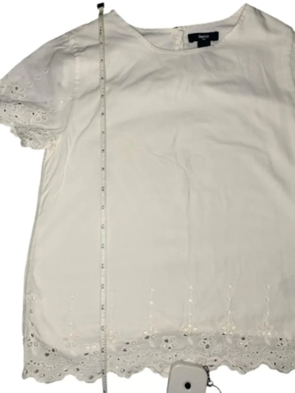 GapKids white girls top short sleeves with lace design size L